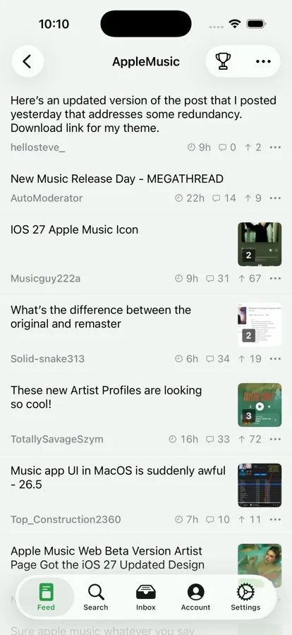 Pulsar Reddit client chronological subreddit feed